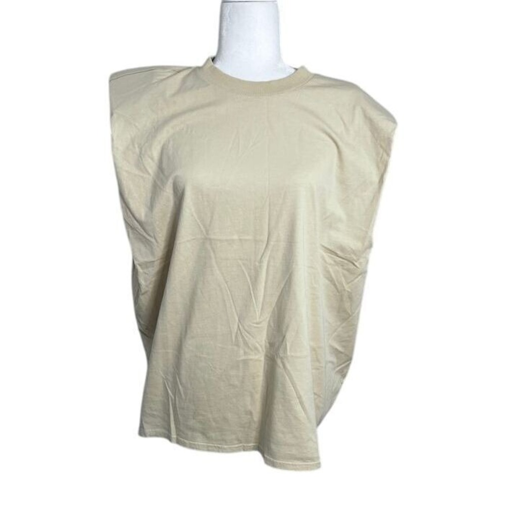 NWT Free People x Sandrine Rose Designer Sleeveless Cotton Tank Top Shoulder Pad - Picture 3 of 5